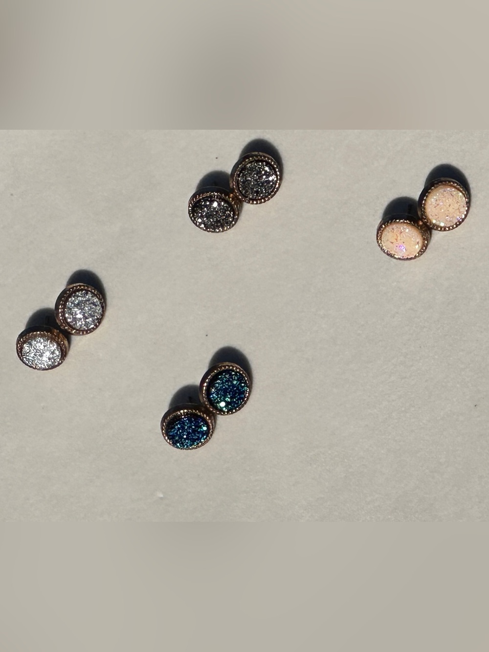 Gold Druzy Round Stud Earrings